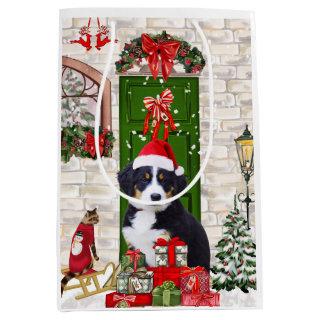 Bernese Mountain Dog Christmas  Medium Gift Bag