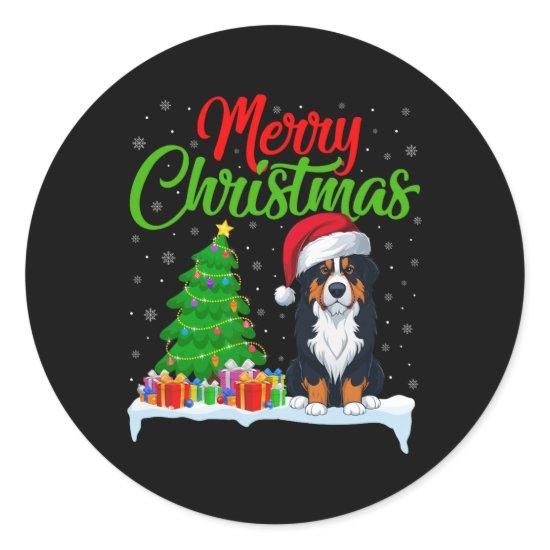 Bernese Mountain Dog Christmas Tree Lights Xmas Do Classic Round Sticker