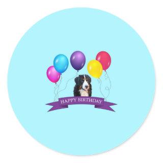 Bernese Mountain Dog Happy Birthday Classic Round Sticker