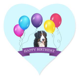 Bernese Mountain Dog Happy Birthday Heart Sticker
