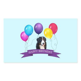 Bernese Mountain Dog Happy Birthday Rectangular Sticker