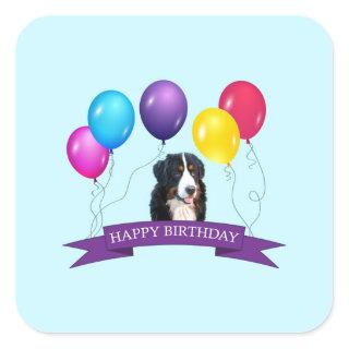 Bernese Mountain Dog Happy Birthday Square Sticker
