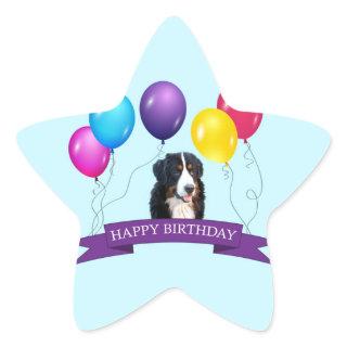 Bernese Mountain Dog Happy Birthday Star Sticker
