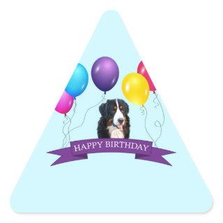 Bernese Mountain Dog Happy Birthday Triangle Sticker