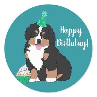 Bernese Mountain Dog Puppy Birthday Classic Round Sticker