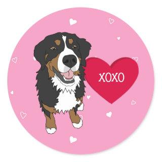 Bernese Mountain Dog Valentines Day Classic Round Sticker