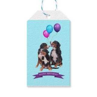 Bernese Mountain Dogs Happy Birthday Gift Tag