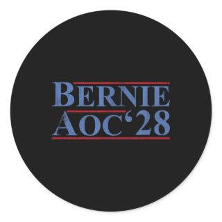 Bernie Aoc 2028 Bernie Sanders Alexandria Cortez P Classic Round Sticker