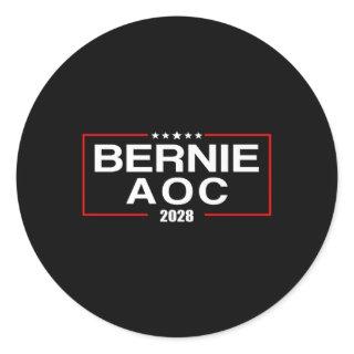 Bernie Aoc 2028 Bernie Sanders Alexandria Cortez P Classic Round Sticker