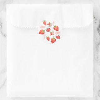 Berry First Kids Birthday | Strawberry | Pattern Classic Round Sticker