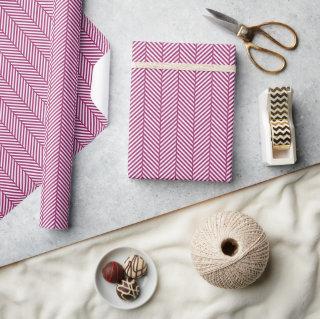 Berry Purple and White Herringbone