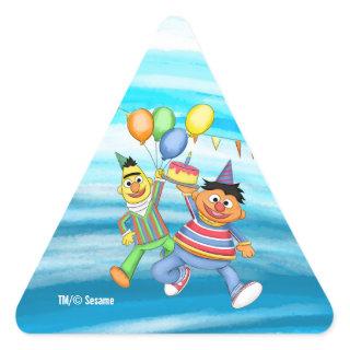 Bert and Ernie Birthday Balloons Triangle Sticker