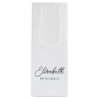 Best Bridesmaid Calligraphy Script Name Template Wine Gift Bag