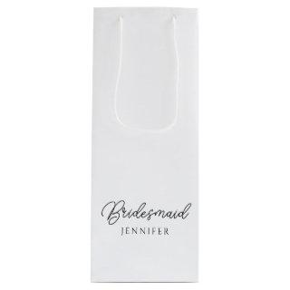 Best Bridesmaid Handwritten Script Custom Name Wine Gift Bag