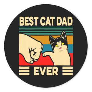 Best Cat Dad Ever Funny Cat Dad Father Vintage Classic Round Sticker