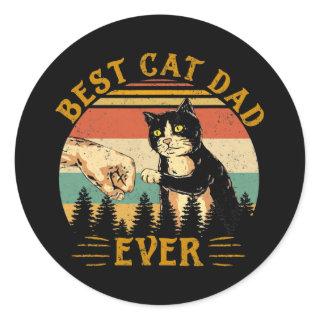 Best Cat Dad Ever Funny Tuxedo Cat Daddy Father Classic Round Sticker