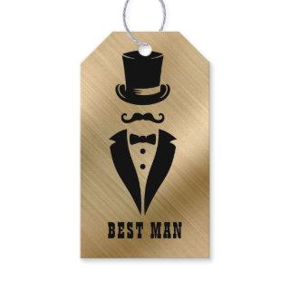 Best Man Black Tie Tuxedo Gold Gift Tags