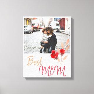Best Mom Watercolor Red Roses Mother`s Day Photo  Canvas Print