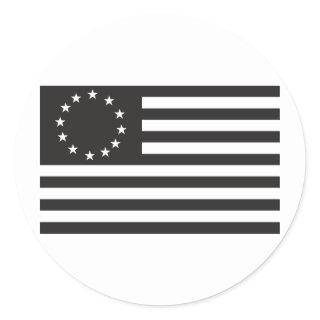 Betsy Ross Flag - Black Classic Round Sticker