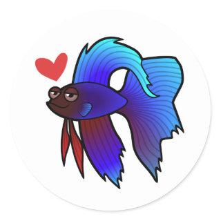 Betta Fish / Siamese Fighting Fish Love Classic Round Sticker