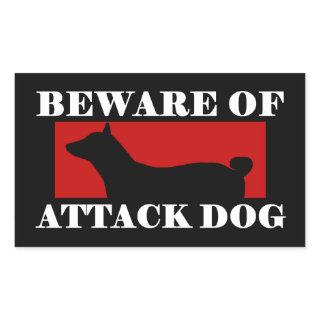 Beware of Attack Dog - Basenji Rectangular Sticker