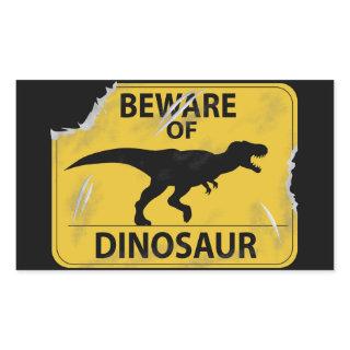 Beware of Dinosaur (damaged) Rectangular Sticker