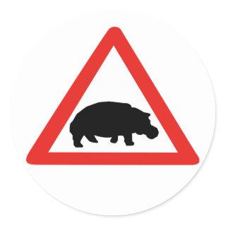 Beware of Hippopotamuses, Traffic, South Africa Classic Round Sticker