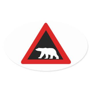 Beware of Polar Bears, Traffic Sign, Norway Oval Sticker