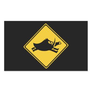 Beware of Wild Boars, Traffic Sign, Japan Rectangular Sticker