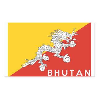 bhutan country flag text name rectangular sticker
