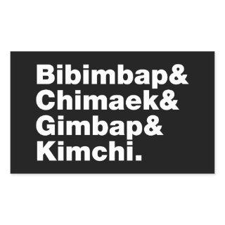 Bibimbap & Chimaek & Gimbap & Kimchi. Korean Foods Rectangular Sticker