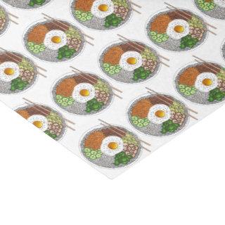 Bibimbap Korean Food Cooking Cuisine Rice Egg Dish Tissue Paper