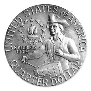 Bicentenial Quater Coin Classic Round Sticker