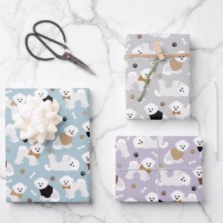 Bichon Frise Bones and Paws Gray Blue Purple  Sheets