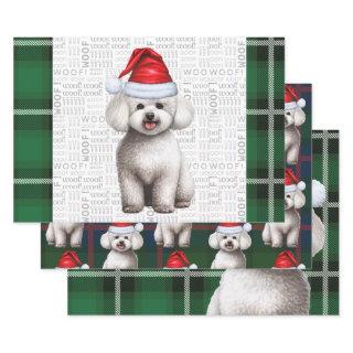 Bichon Frise Dog and Green Plaid Holiday  Sheets