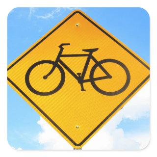 Bicycle Road Sign Square Sticker