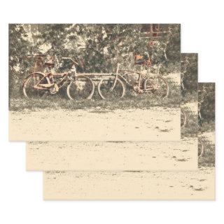 Bicycle Vintage Antique Old Red Beige Rustic  Sheets