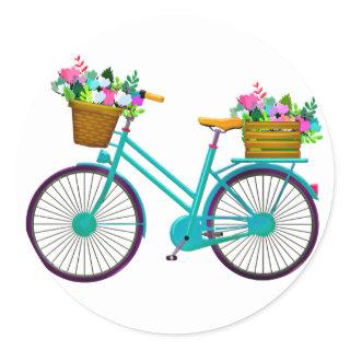 Bicycle With Basket Of Flowers - Sticker