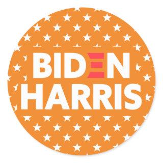 Biden / Harris White Stars Pattern Orange Classic Round Sticker