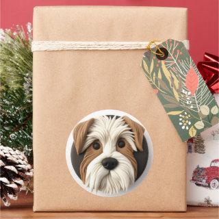 Biewer Terrier Dog 3D Inspired Classic Round Sticker