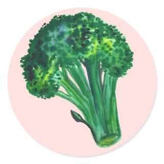 Big Beautiful Broccoli Pink Classic Round Sticker