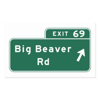 Big Beaver Road, Road Sign, Michigan, USA Rectangular Sticker
