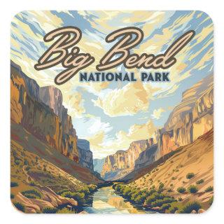Big Bend National Park Texas Desert Retro Square Sticker
