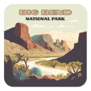 Big Bend National Park Texas Retro Travel Square Sticker