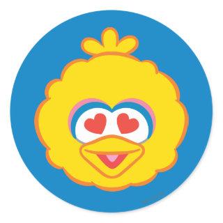 Big Bird Smiling Face with Heart-Shaped Eyes Classic Round Sticker