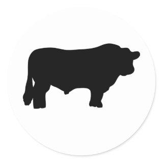 big black angus bull classic round sticker