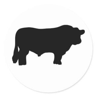 big black angus bull classic round sticker