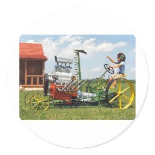 Big Block Lawn Mower Classic Round Sticker