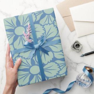 Big Blue Print Classic Sakura Flower Pattern