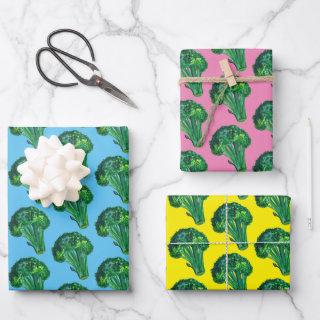 Big Broccoli Watercolor Pattern Colorful Gift  Sheets